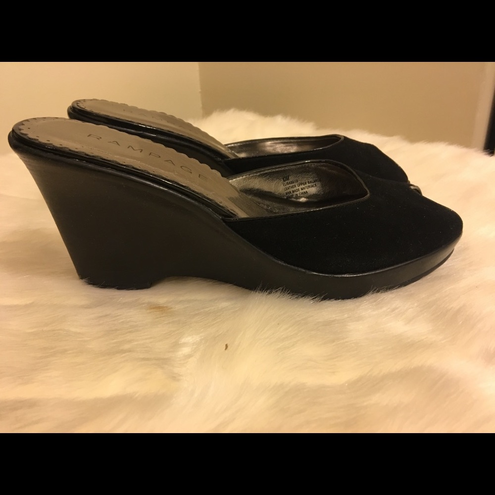 Black Suede Peep Toe